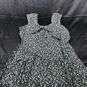 Chandni WOMENS floor length tank top sleeve black flower dress